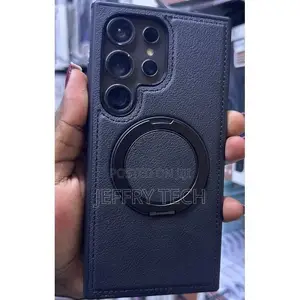 Samsung Galaxy S22 Ultra Premium Magnetic Leather Back Cover With Stan