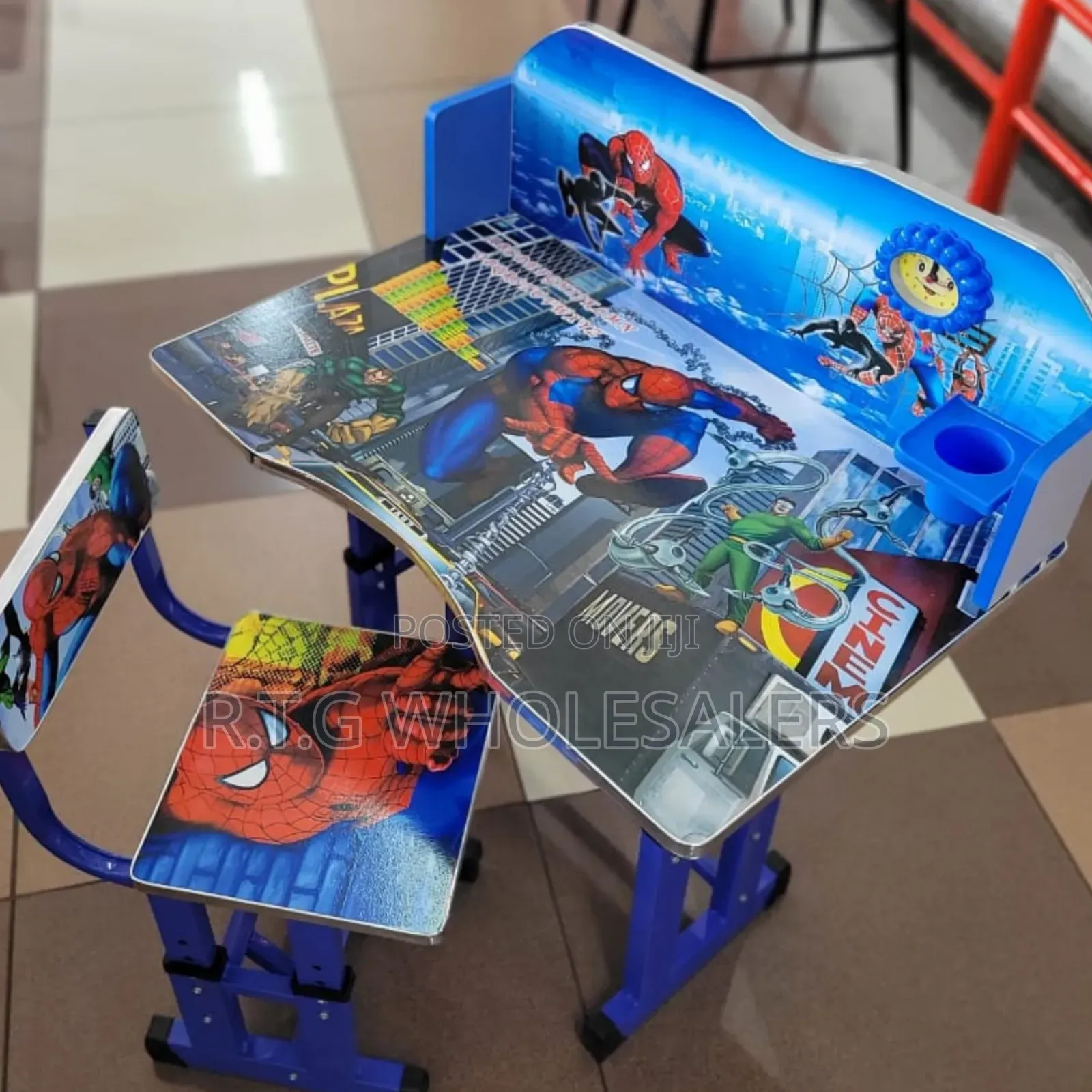 Spider‐Man Blue Kids Study Desk – Height Adjustable Executive Table
