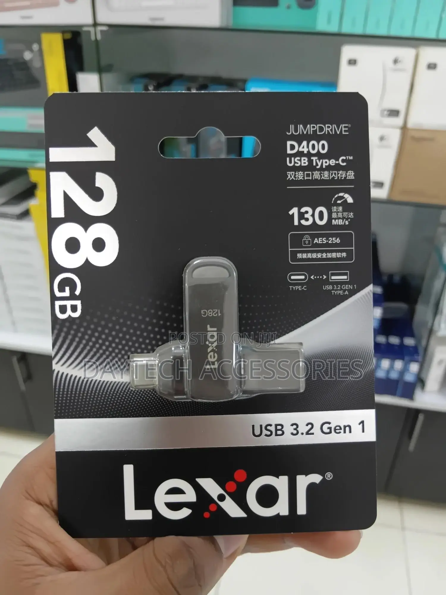 This Is a Lexar Jumpdrive Dual Drive D400 128gb USB 3.2 Flash Drive.