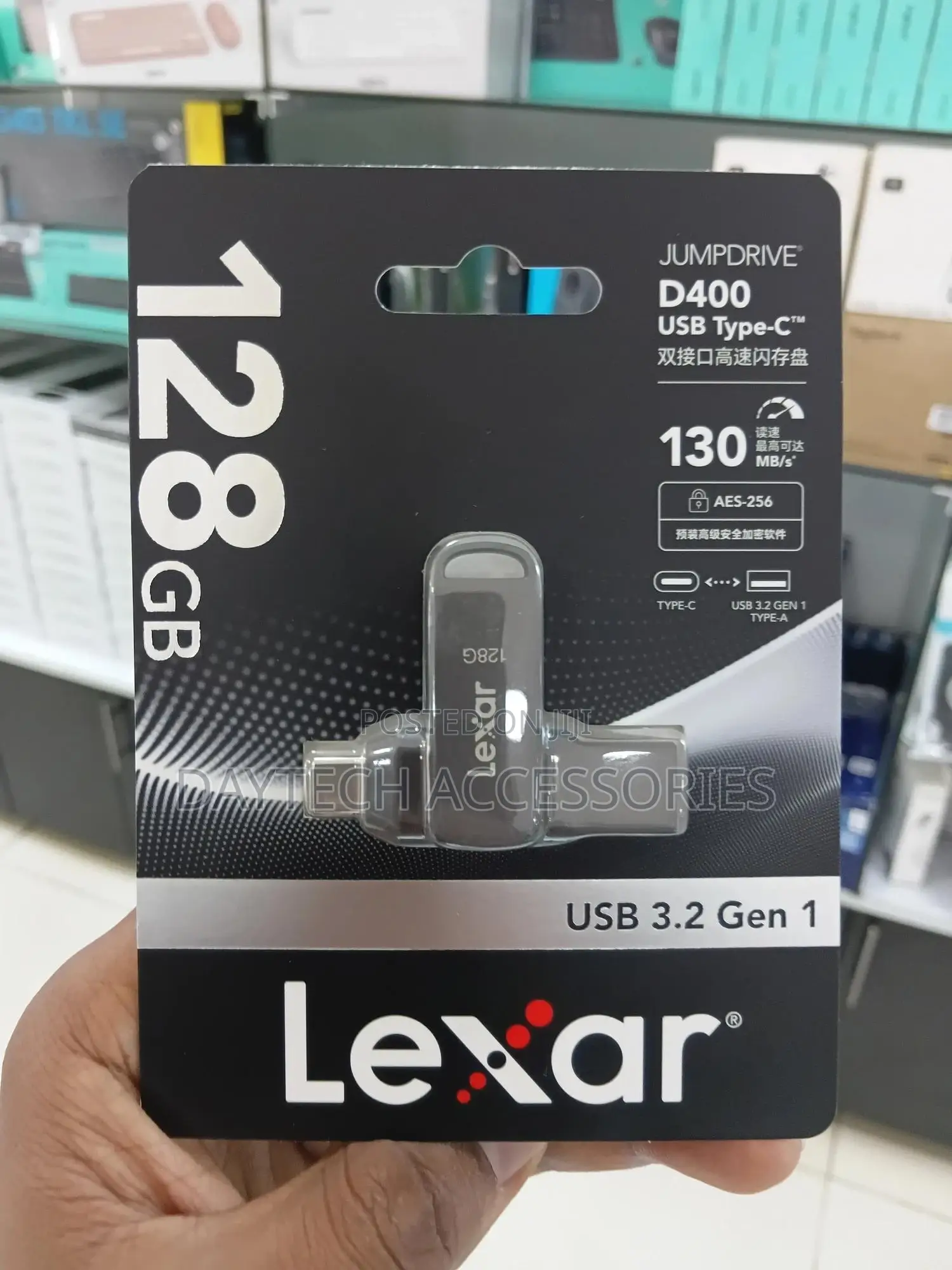 This Is a Lexar Jumpdrive Dual Drive D400 128gb USB 3.2 Flash Drive.