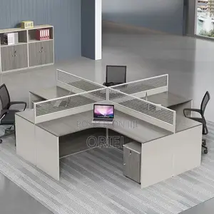 Office Workstation : 4-Way Cubicle Staff Modular Office Workstation