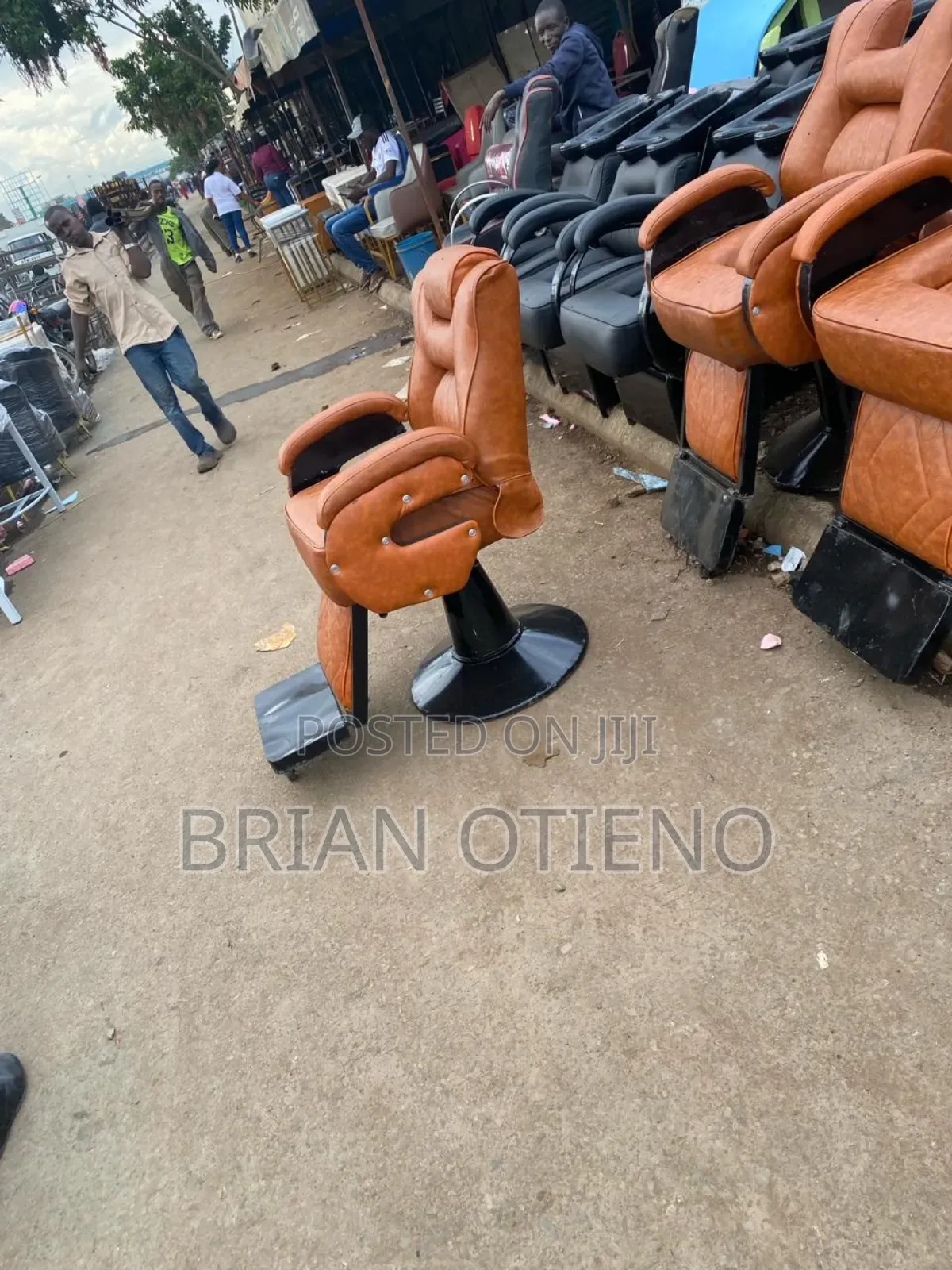 Brown Leather Barber Chairs With Headrest