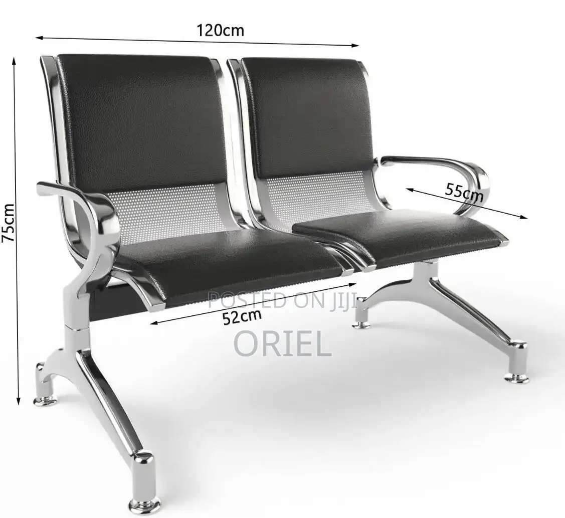 Modern Office Bench : 2-Seater Padded Office Reception Waiting Bench