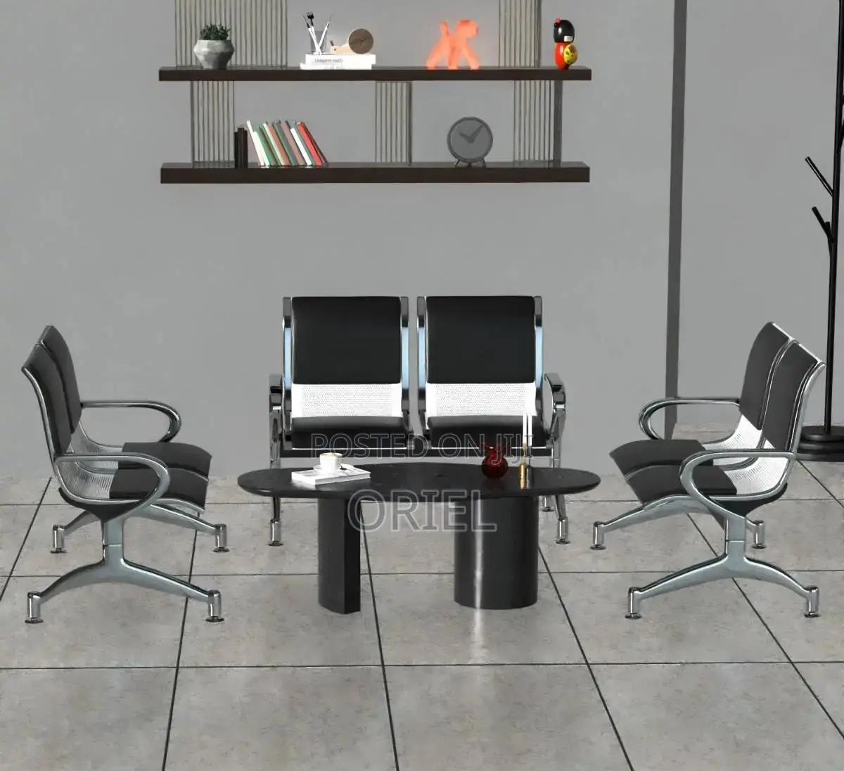Modern Office Bench : 2-Seater Padded Office Reception Waiting Bench
