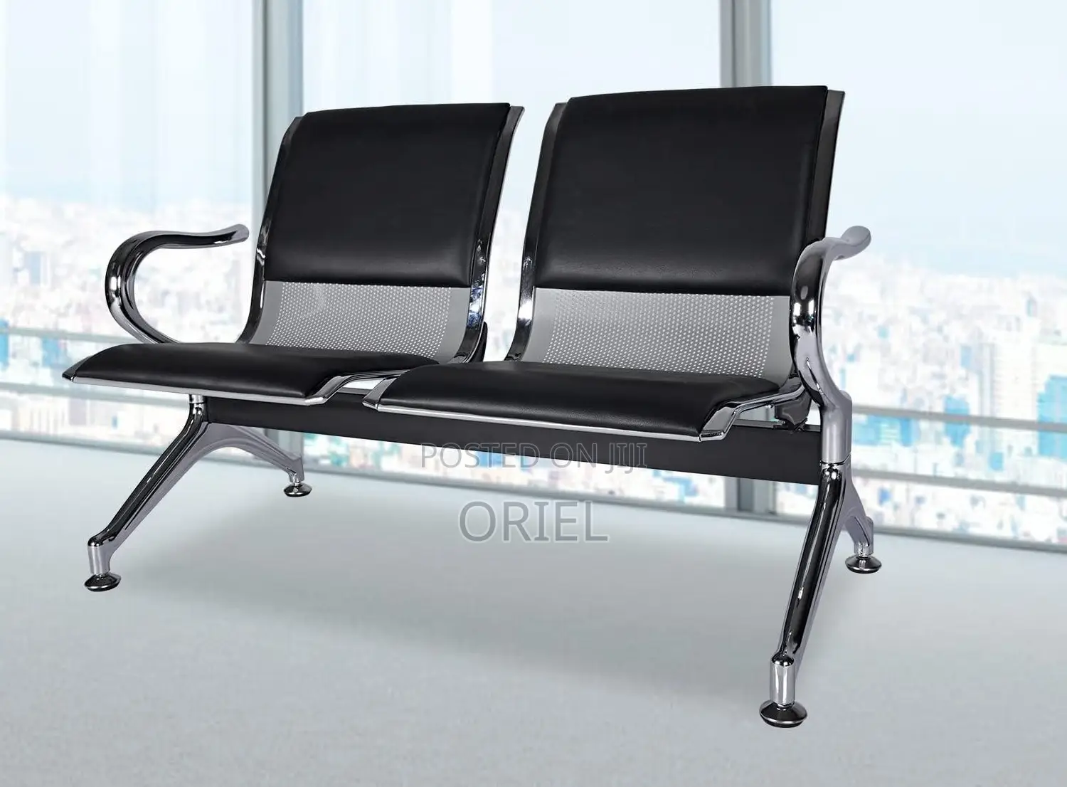 Modern Office Bench : 2-Seater Padded Office Reception Waiting Bench