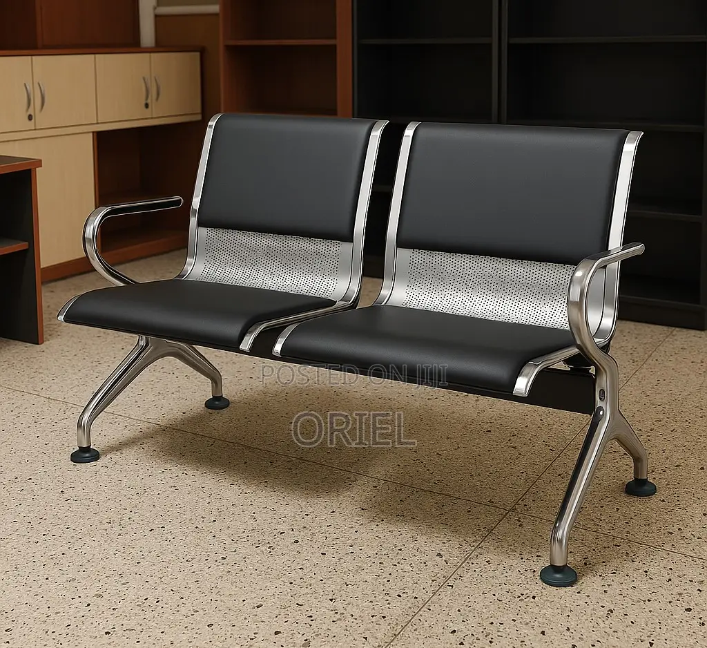 Modern Office Bench : 2-Seater Padded Office Reception Waiting Bench
