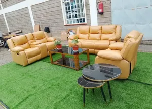 “5 Seater Leather Recliner Sofa Set With Coffee Table”
