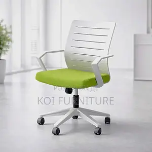 Office Chair; White en Green Clerical Strong Mesh Chair