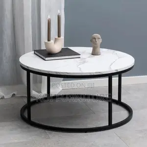 Coffee Table : Round Wide Dual Marble Coffee Table
