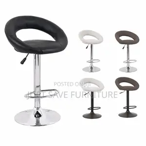 Modern Adjustable Bar Stool With Backrest – Leather Seat