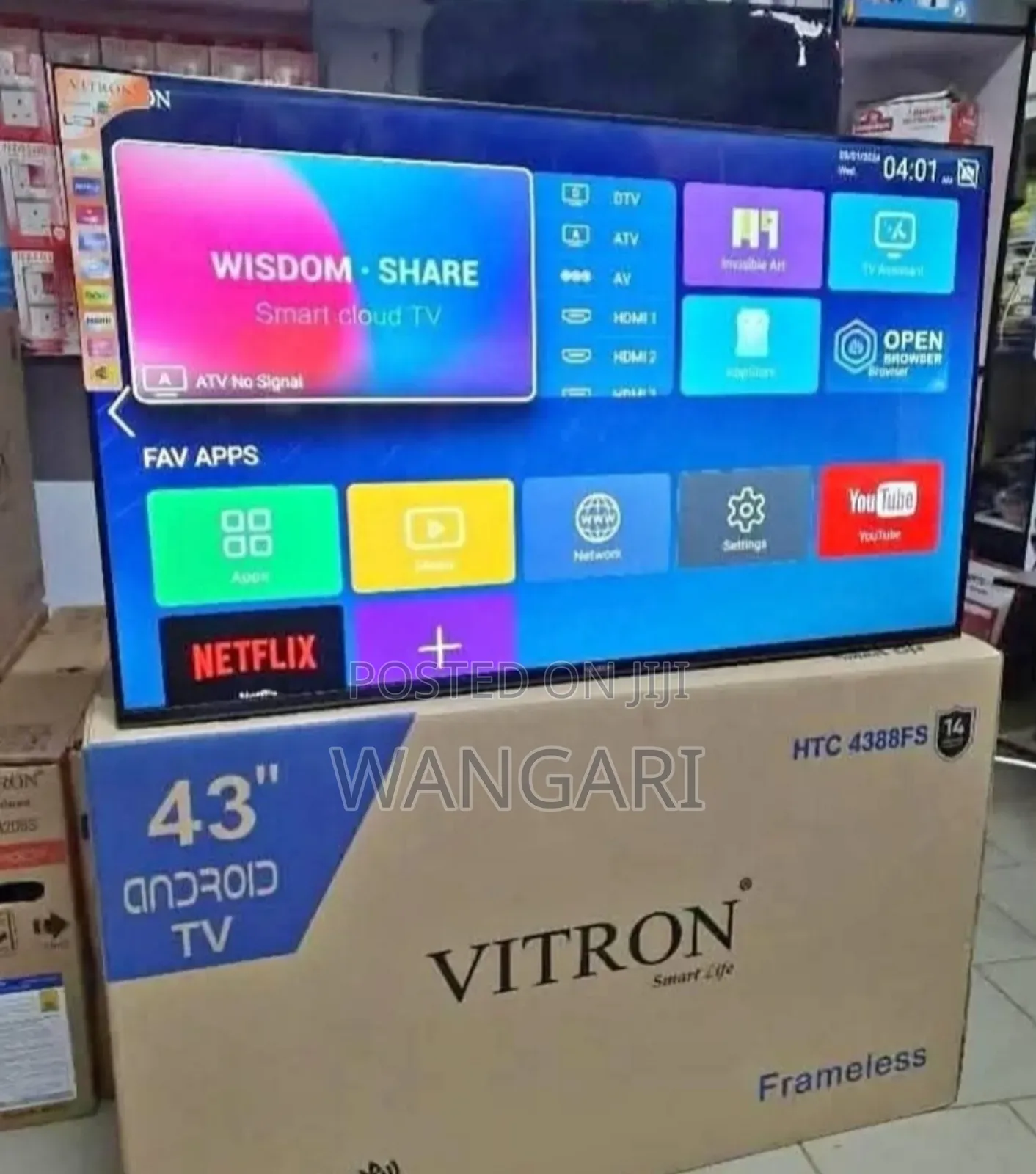 Vitron 43 Inch Frameless Smart Android Tv With Bluetooth/Youtube