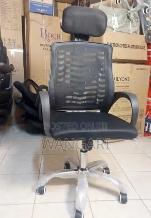 New Executive Office Chair With Headrest (Black Color)