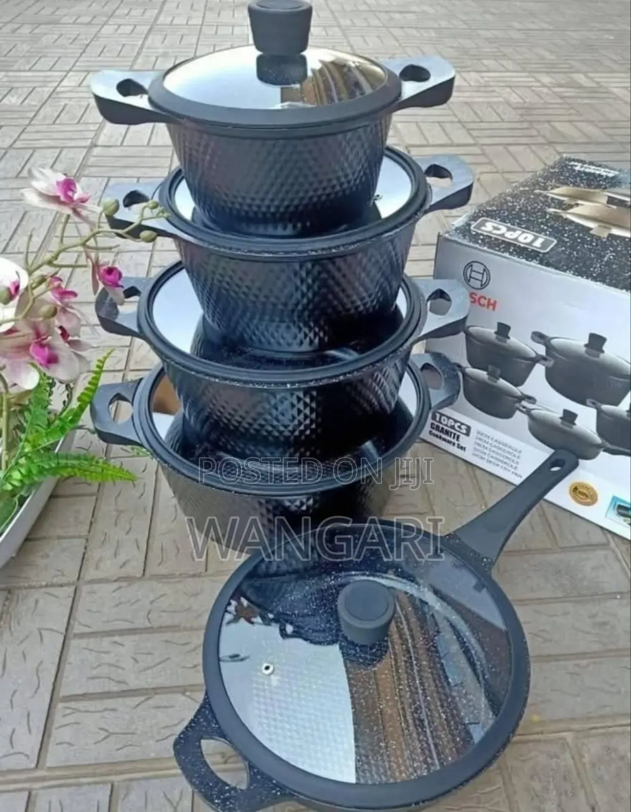 Black Colour Bosch 11 PCS Cooking Pots