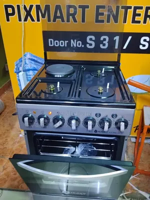 Nunix Pro Cooker: 3 Gas + 1 Electric/Gas Oven | 50×55cm