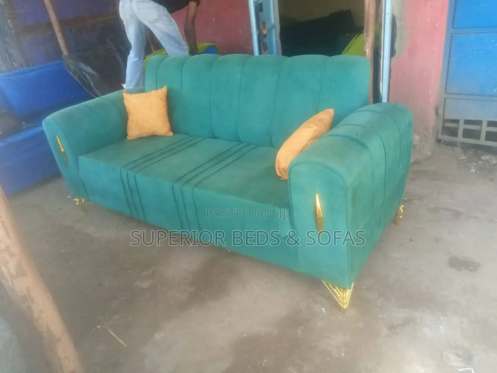 Green 3 Seater Sofa- Free Delivery.