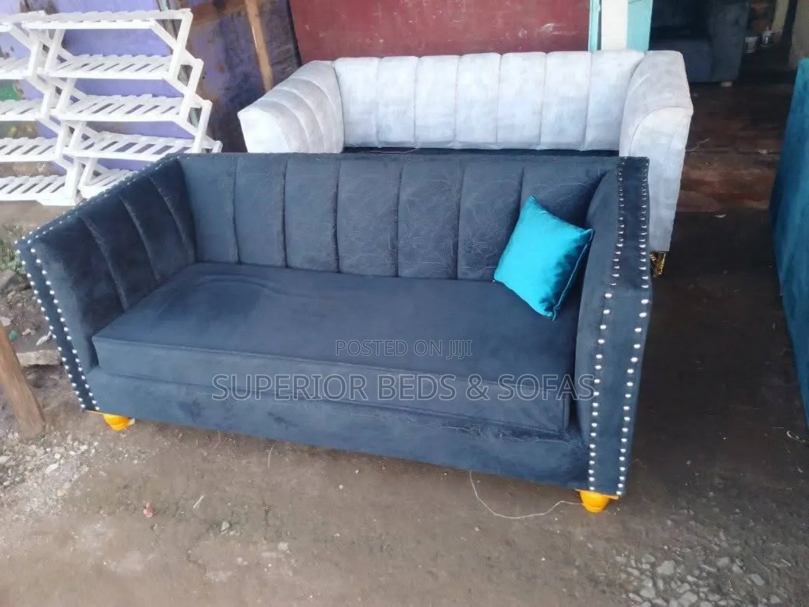 Black 2 Seater Sofa With Pillows