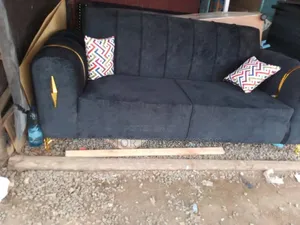 Black 3 Seater Sofa ( Throw Away Pillows)