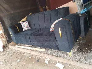 Black 3 Seater Sofa ( Throw Away Pillows)