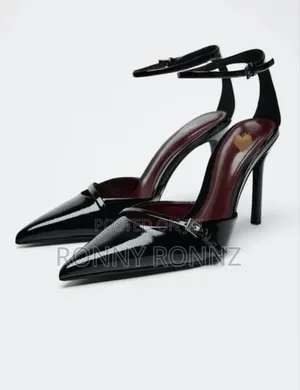 Black Angle Strap Heels