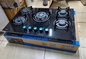 Bolesi Inbuilt 5 Burner Full Gas Tampared Glass Cooker