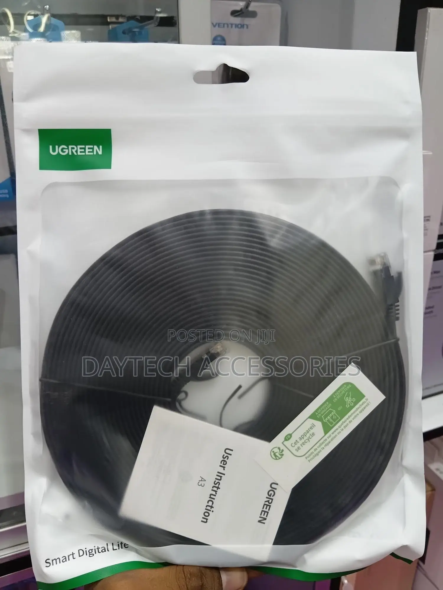 Ugreen Nw102 Cat6 U/Utp Flat Ethernet Cable 10m – Black