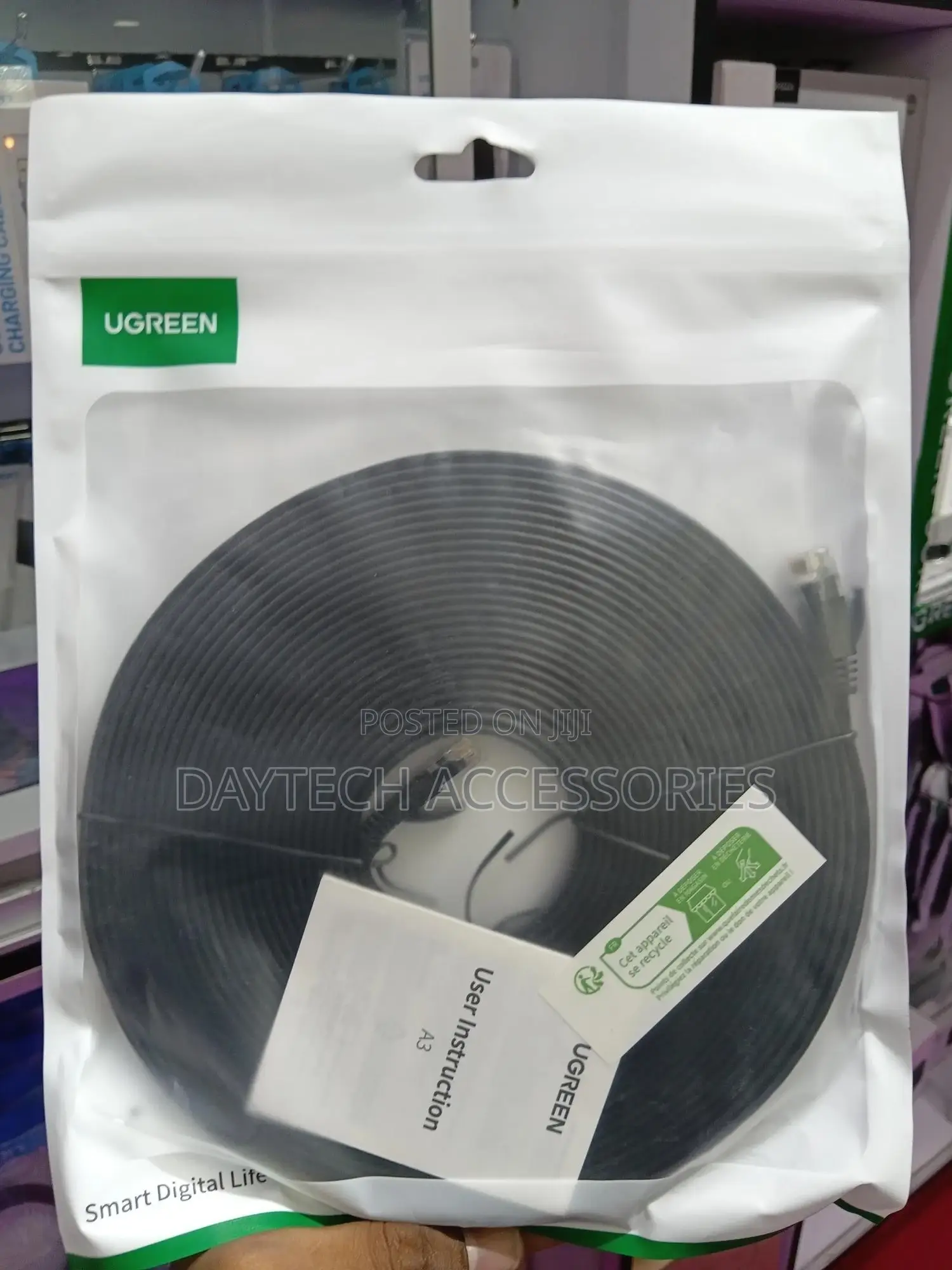 Ugreen Nw102 Cat6 U/Utp Flat Ethernet Cable 10m – Black