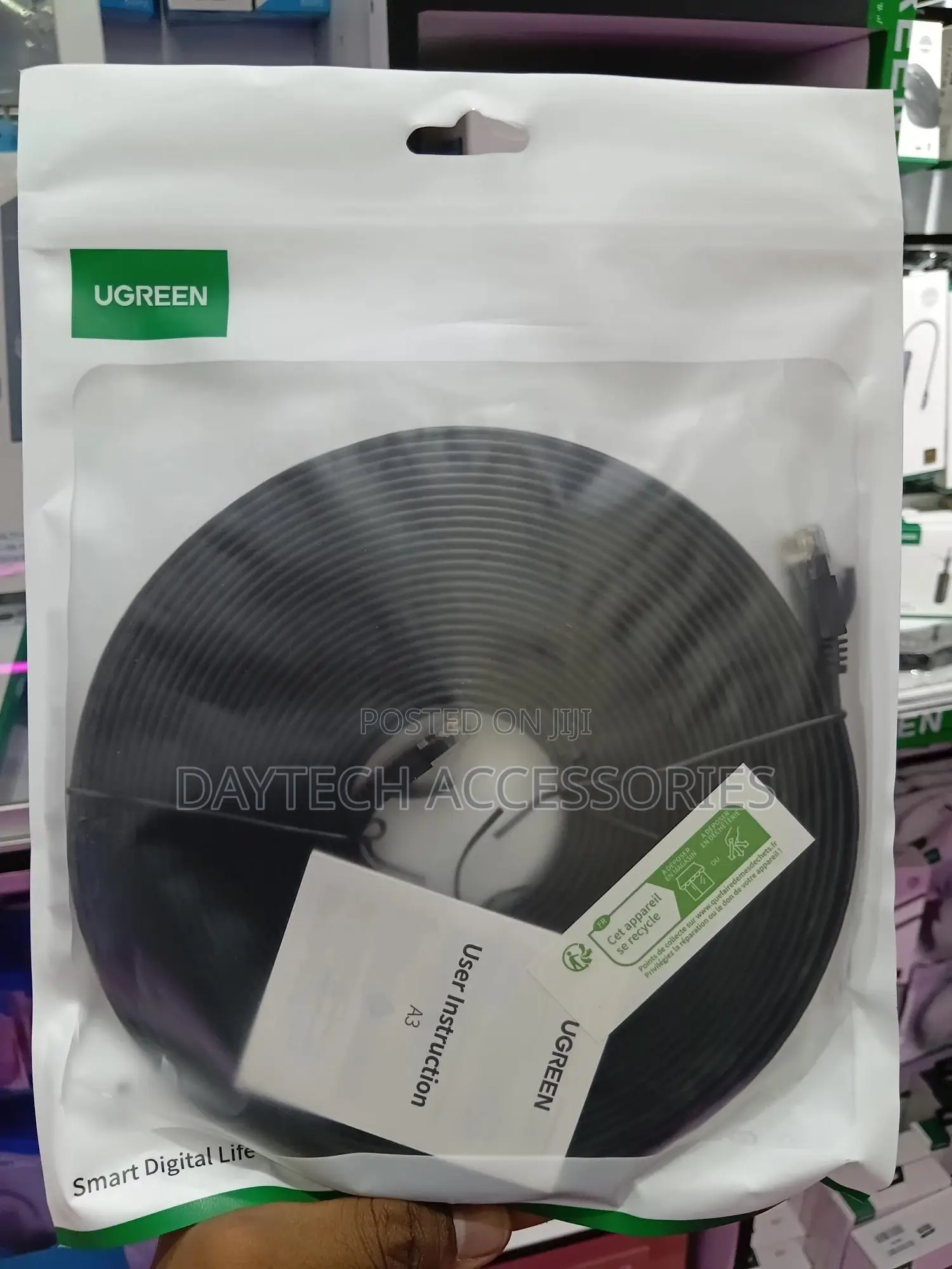 Ugreen Nw102 Cat6 U/Utp Flat Ethernet Cable 10m – Black