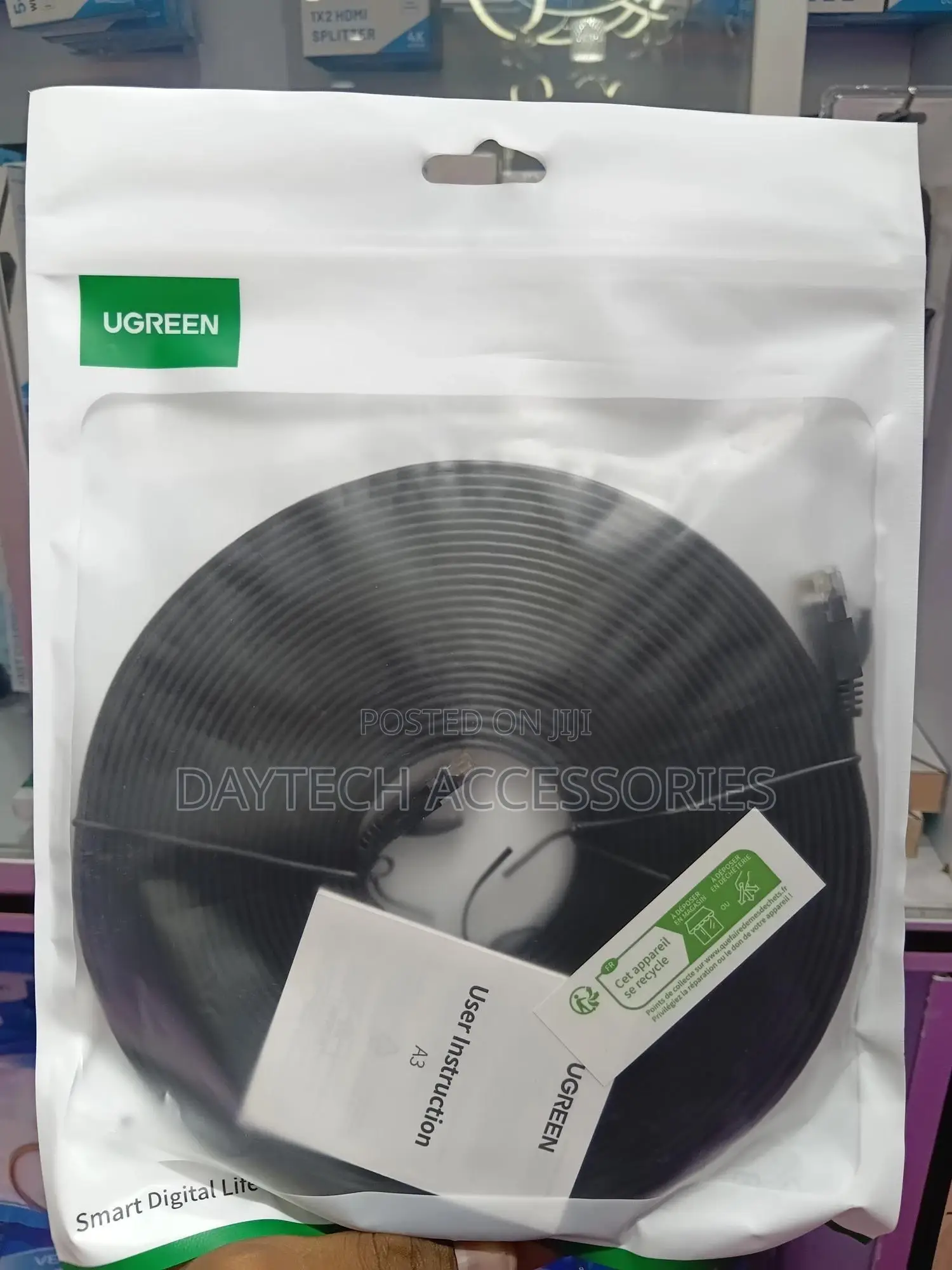 Ugreen Nw102 50178 Flat Lan Ethernet Cable Cat. 6 10m - Black