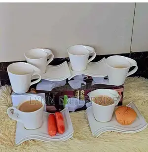 6 Pieces Wavy Milk Cup Set With Saucer Set