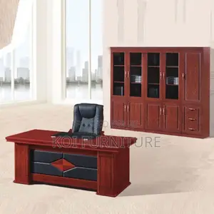 Office Desk : 1.6m Mahogany-Colored Boss Executive Office Set,