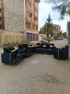 Modern Sofa Set, Black and Gold 7 Seater 