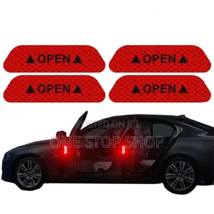 4pcs Red Safety Door Warning Decal Car Open Sticker