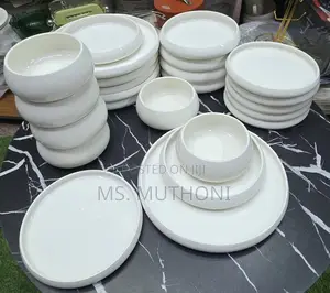 24pcs Unique, Modern Curved White Ceramic Dinner Set