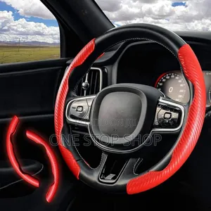 2pc Red Carbon Finish All Season Steering Wheel Cover