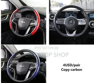Carbon Finish Steering Covers 2pc in Carbon Red,Black,Blue,Brown