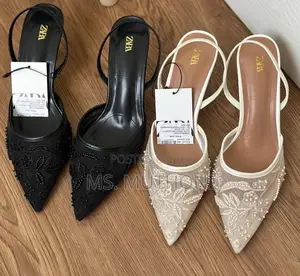 Zara Beaded and Embroidered Mesh Slingback Heels Size 37-41