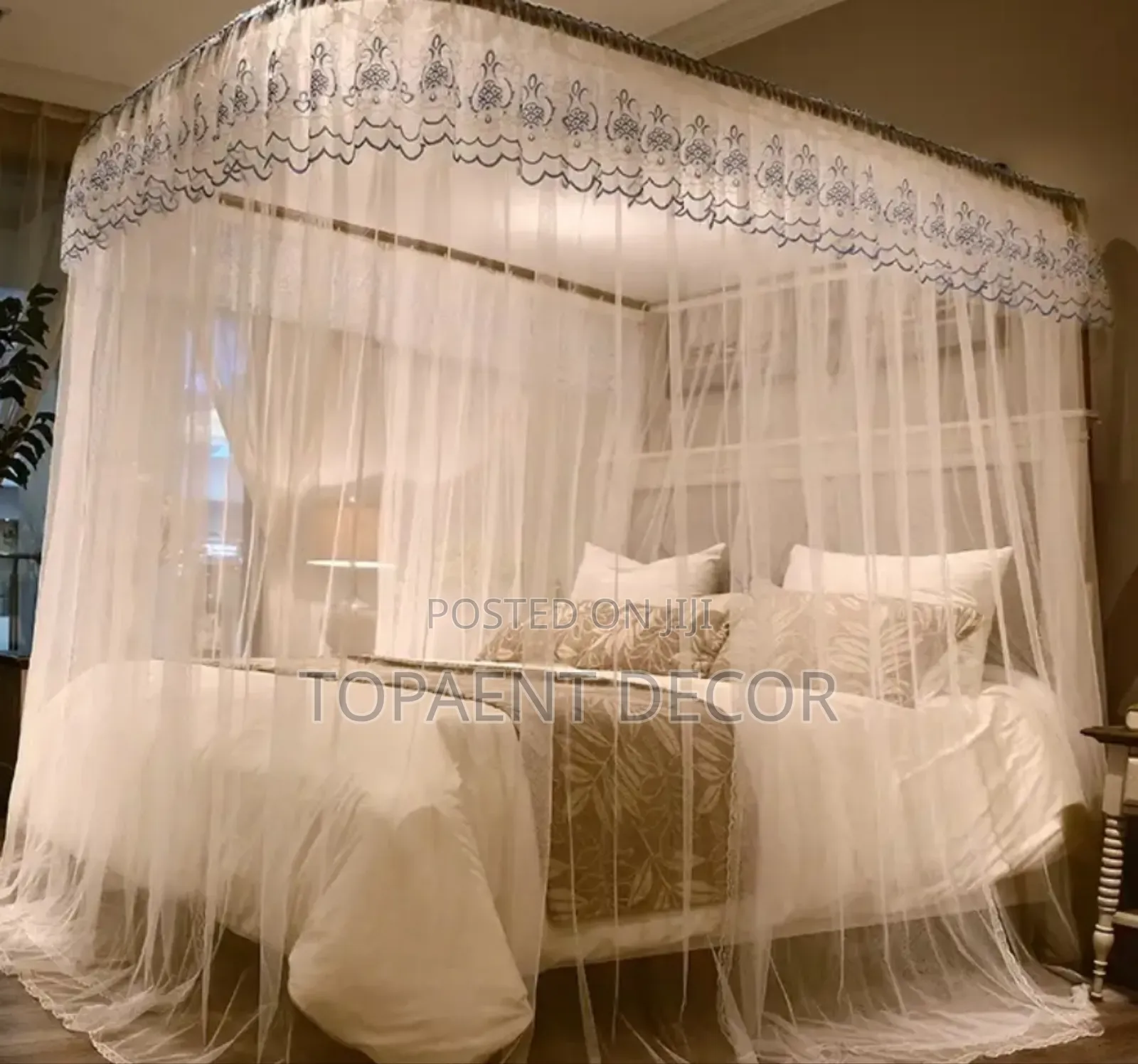 White 2 Stand  Double Support, Double Protection From Mosquito Net