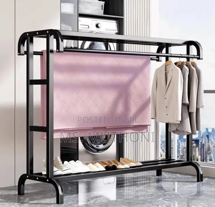 Freestanding Metal Clothes Drying Rack and Garment Organizer.