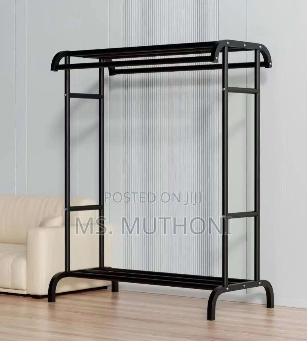 Freestanding Metal Clothes Drying Rack and Garment Organizer.
