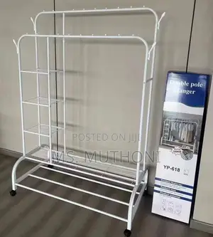 Multifunctional Clothes Rack With Side Storage Shelves *