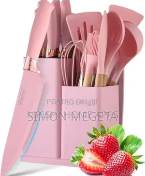 Colour Pink 19pcs Silicone Spoons