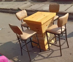 4 High Stools With Barrel Table