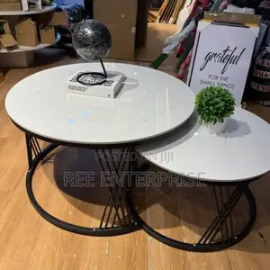 *2in1 Pure  Marble Nesting Tables With Black Stand