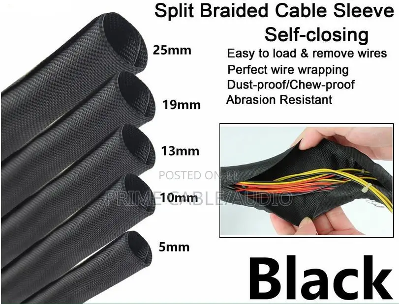10mm Self-Closing Cable Sleeve – Black