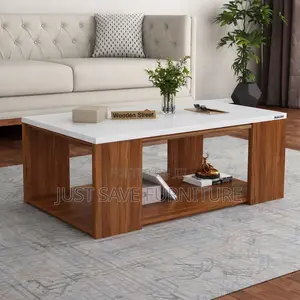 White Walnut Coffee Table With Storage Shelf for Sale.