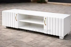 White Tv Stand With Gold Handles – Elegant Durable