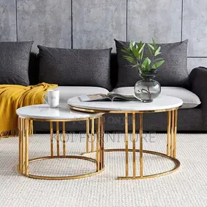 Coffee Table; Marble Round Dual Coffee Table