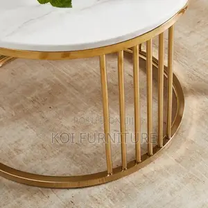 Coffee Table; Marble Round Dual Coffee Table