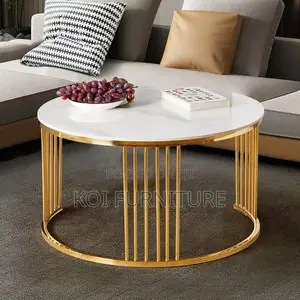 Coffee Table; Marble Round Dual Coffee Table