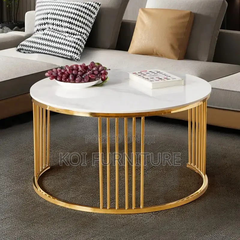 Coffee Table; Marble Round Dual Coffee Table